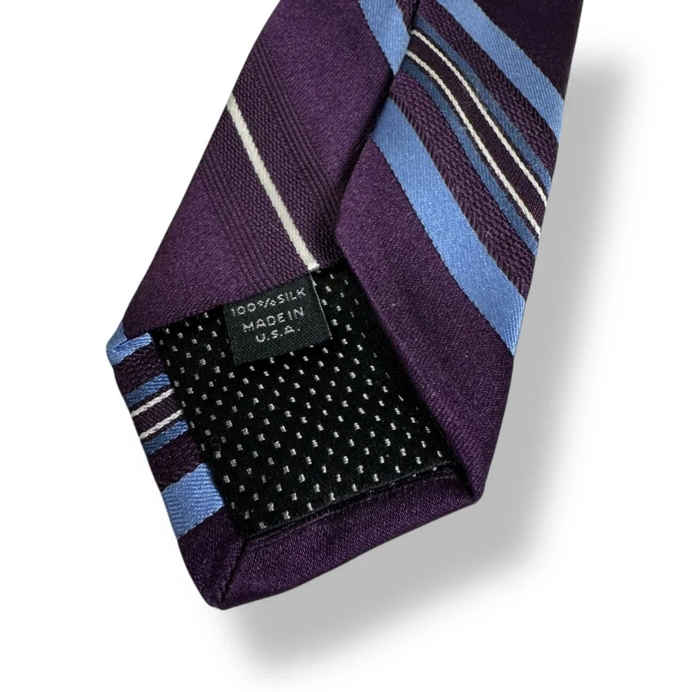 MICHAEL KORS Purple‎ Blue White Diagonal Striped 100% Silk 60